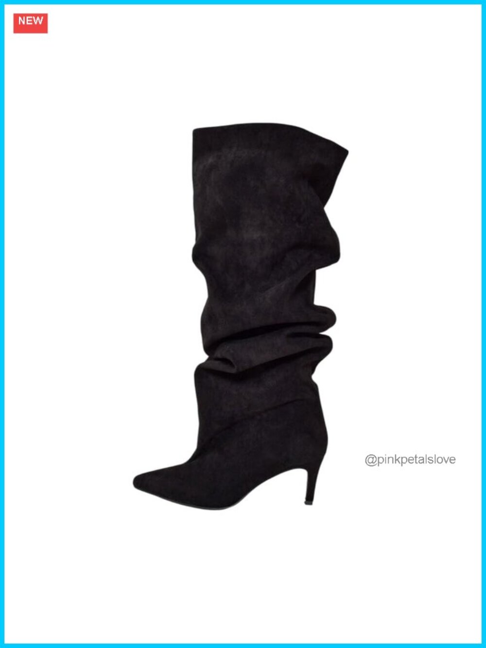 Faux Suede Slouch Knee High Boots Pointed Toe Stiletto Kitten Heel Women's